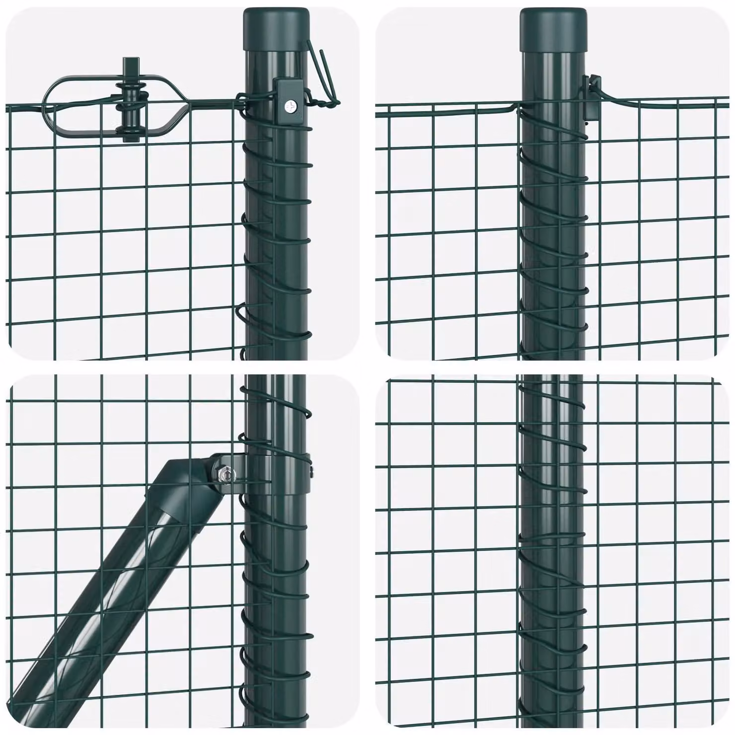 Berkfield Home Green Powder-Coated Steel Welded Wire Fence with 13 Posts, W: 25 m, H: 0.8 m – 5
