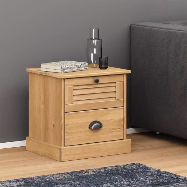Berkfield Home VIGO Bedside Cabinet in Brown Solid Pine Wood, W/D/H: 42 x 35 x 40 cm