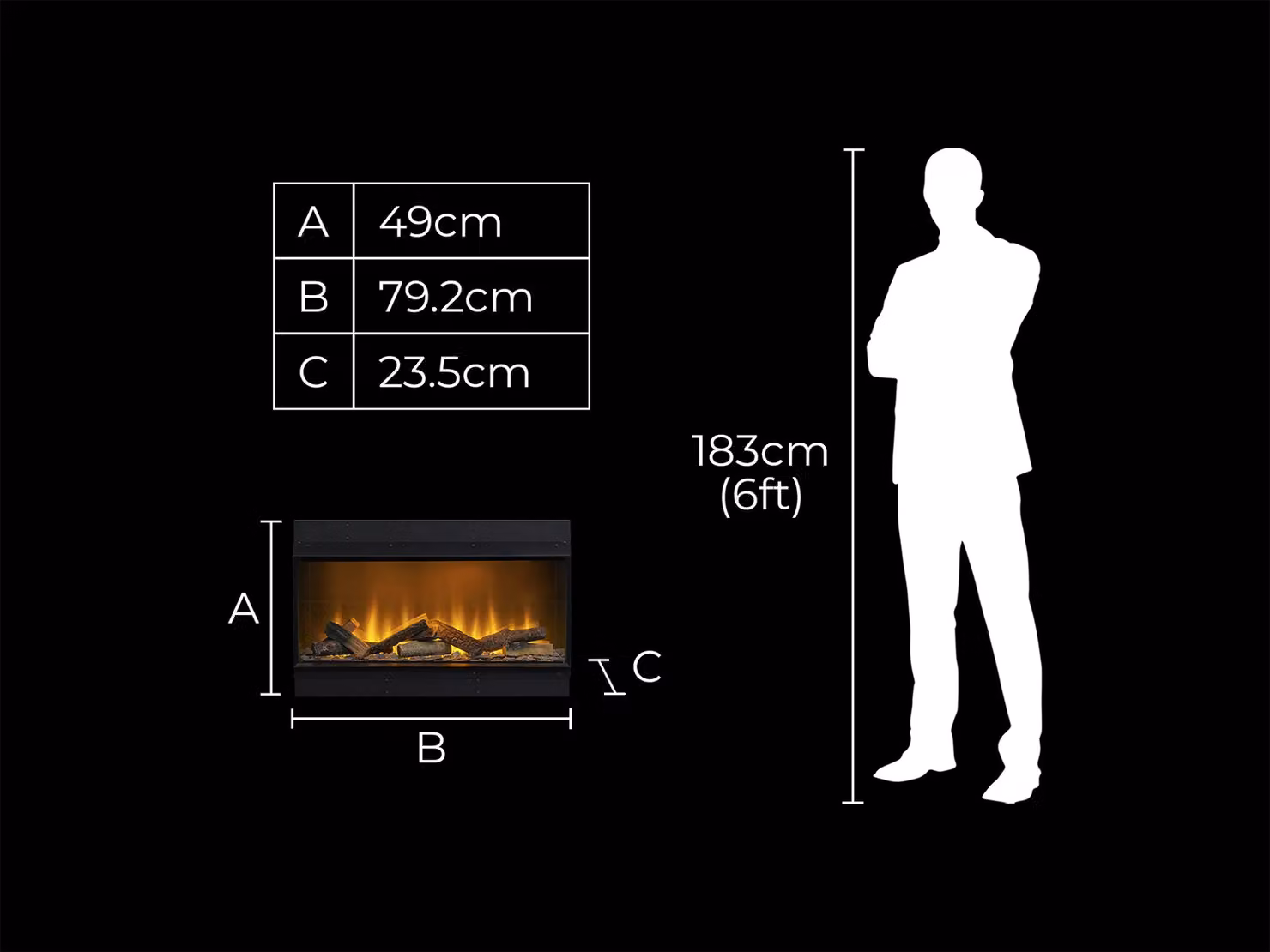 Acantha Aspire 75 Fully Inset Media Wall Electric Fire in Black – 5