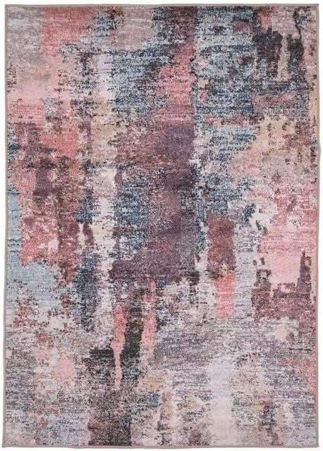 Kukoon Abstract Multi Colour Blue and Pink Modern Area Rug for Living Room or Bedroom, W: 80 cm, L: 300 cm