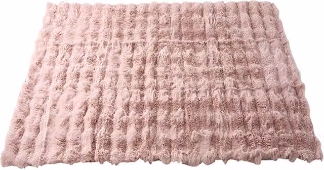 Livingandhome Knitted Faux Rabbit Fur Sofa Cover in Grey and Pink