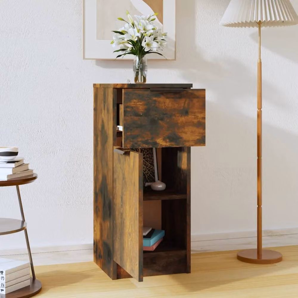Berkfield Home Smoked Oak Sideboard in Brown, W/D/H: 30 x 30 x 70 cm – 2