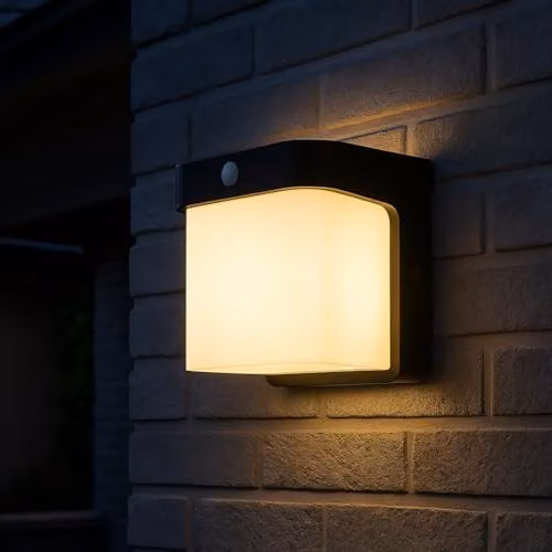 CGC Lighting Black Cube LED Outdoor Wall Light with PIR Motion Sensor, IP65 Waterproof, 4000K Cool White – 2