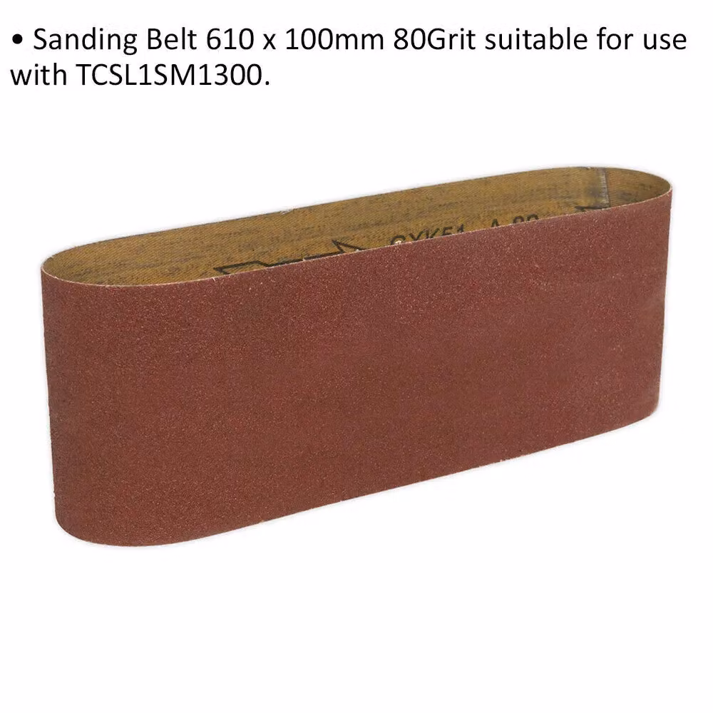 Loops Premium 80 Grit Aluminium Oxide Sanding Belt, W: 100 mm x L: 610 mm, Brown – 2