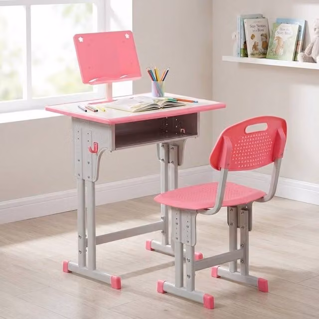 STILVORA Kids Adjustable Desk and Chair Set with Storage, Pink