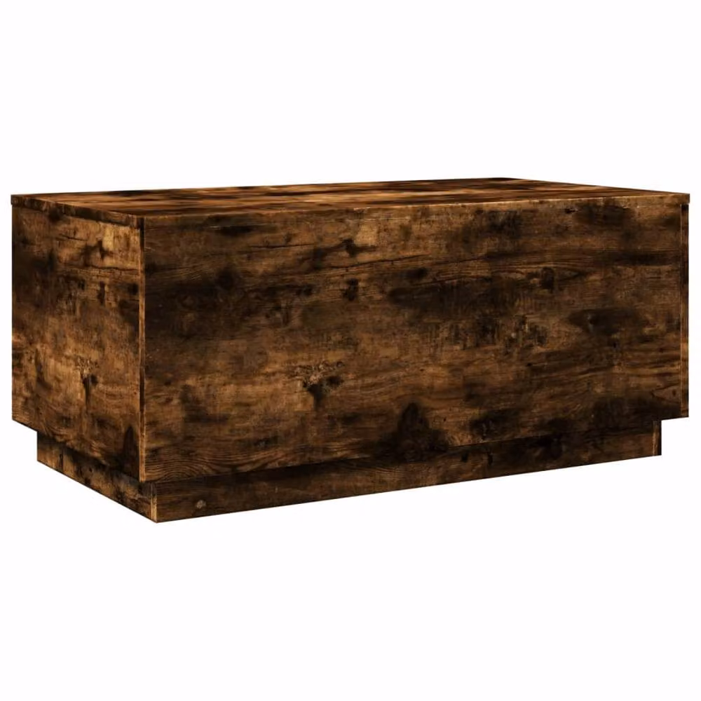 Berkfield Home Modern Rectangular Coffee Table with LED Lights in Smoked Oak Brown, W: 90 cm, D: 50 cm, H: 40 cm – 3