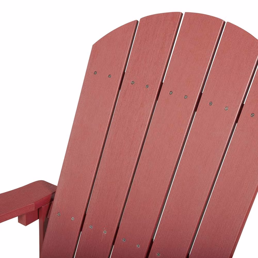 Wyld and Coco Everwood Red Rocking Chair with Slatted Faux Wood and Stainless Steel Frame – 4
