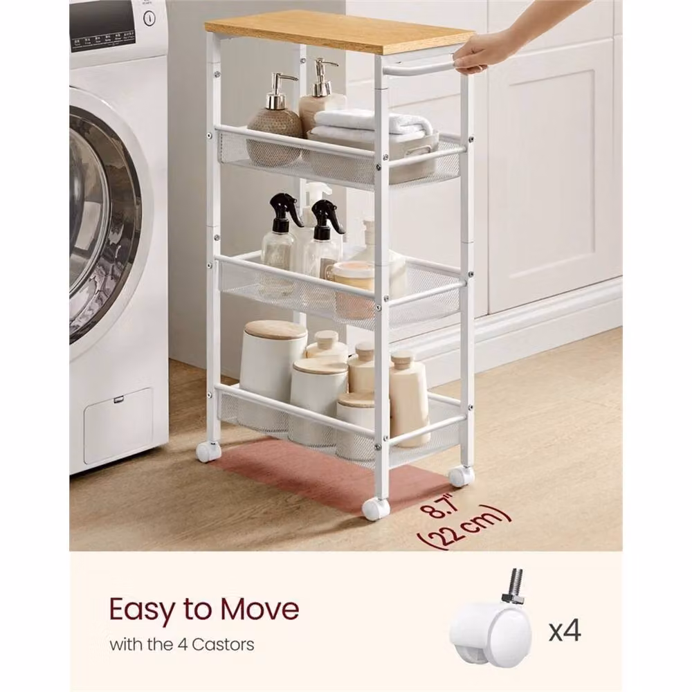Nordara 4-Tier Space-Saving Kitchen Trolley in White – 2