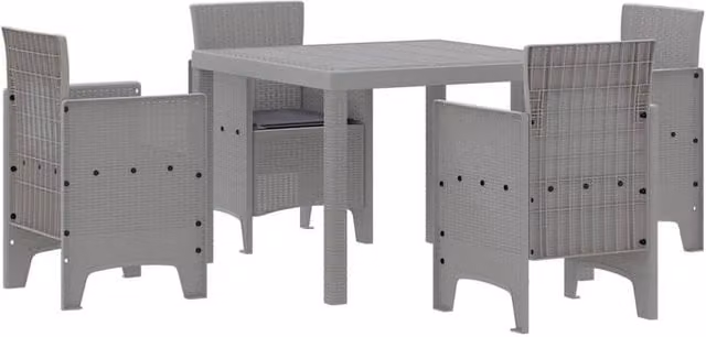 Berkfield Home 5 Piece Modern Poly Rattan Garden Dining Set with Cushions in Grey