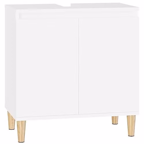 vidaXL Freestanding White Bathroom Sink Cabinet with Hinged Doors, W/D/H: 58 x 33 x 60 cm
