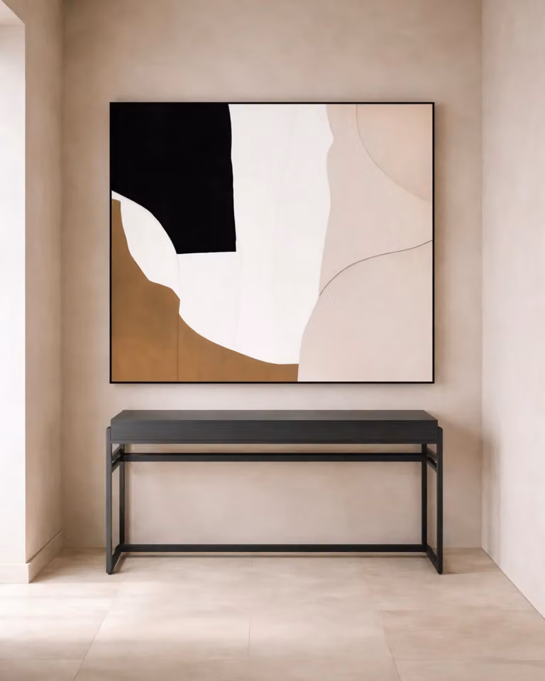 Tommy Franks Serenade Modern Abstract Graphic Wall Artwork in Black, H 180 cm x W 160 cm