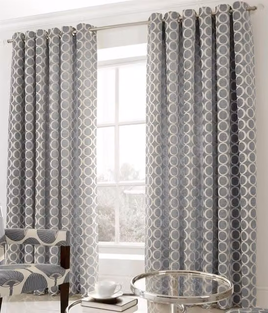Luxor Living Silver Chenille Thermal Insulating Eyelet Curtains, Pair, Width: 229 cm, Drop: 274 cm