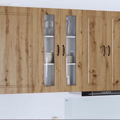 vidaXL Modern Oak Wall Unit with Hinged Doors in White and Brown, W/D/H: 60 x 31 x 100 cm