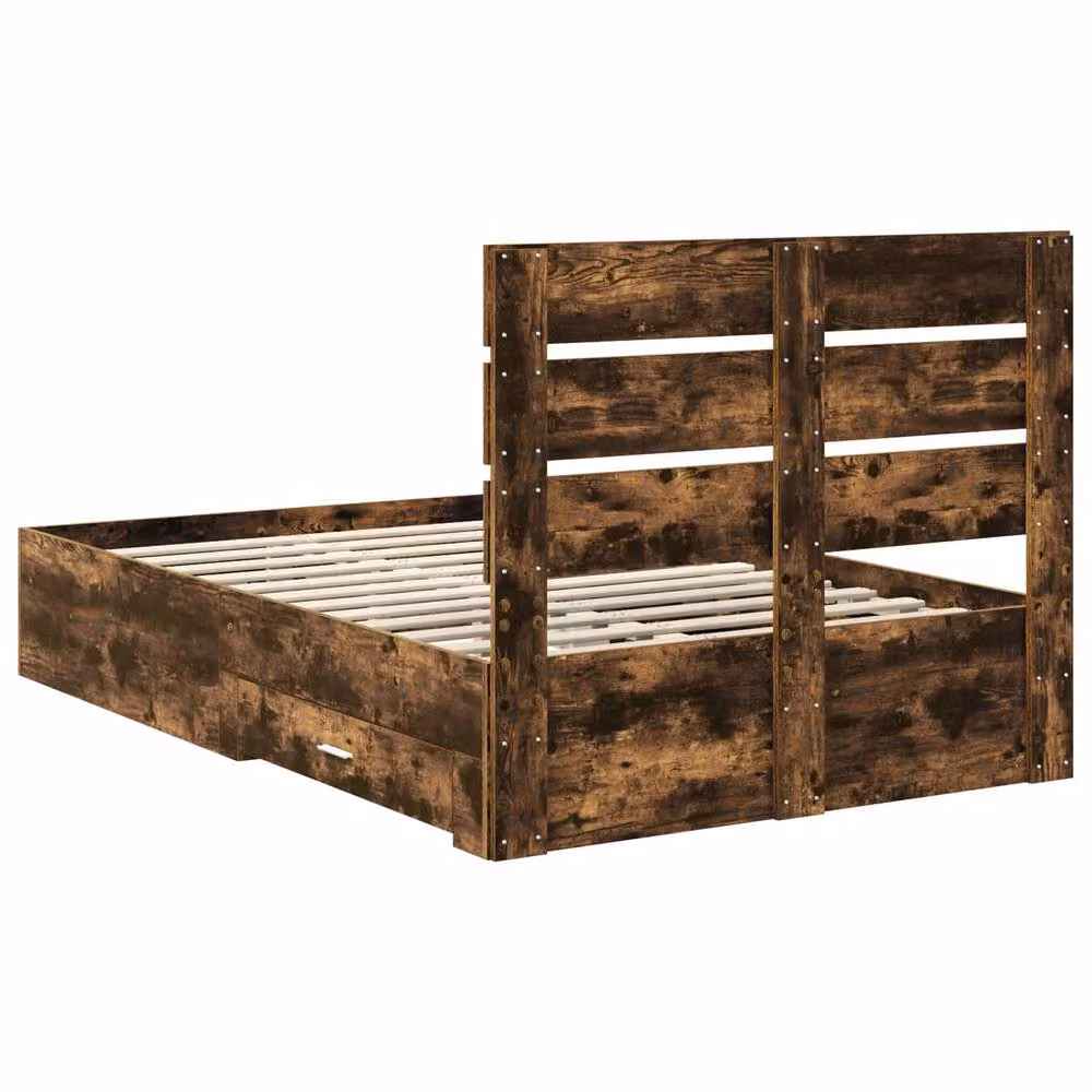 Berkfield Home Modern Bed Frame with Drawers in Smoked Oak Brown, W/D/H: 120 x 200 cm – 4