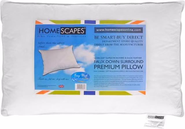 Homescapes Feather and Super Microfibre Surround Pillow in White