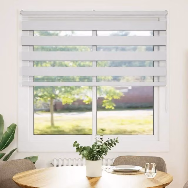 Berkfield Home White Zebra Day and Night Blind, W: 140 cm, H: 150 cm