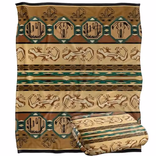 JQ Licensing Southwest Desert Silky Touch Super Soft Fleece Throw Blanket in White, W/D/H: 152 x 127 cm – 1