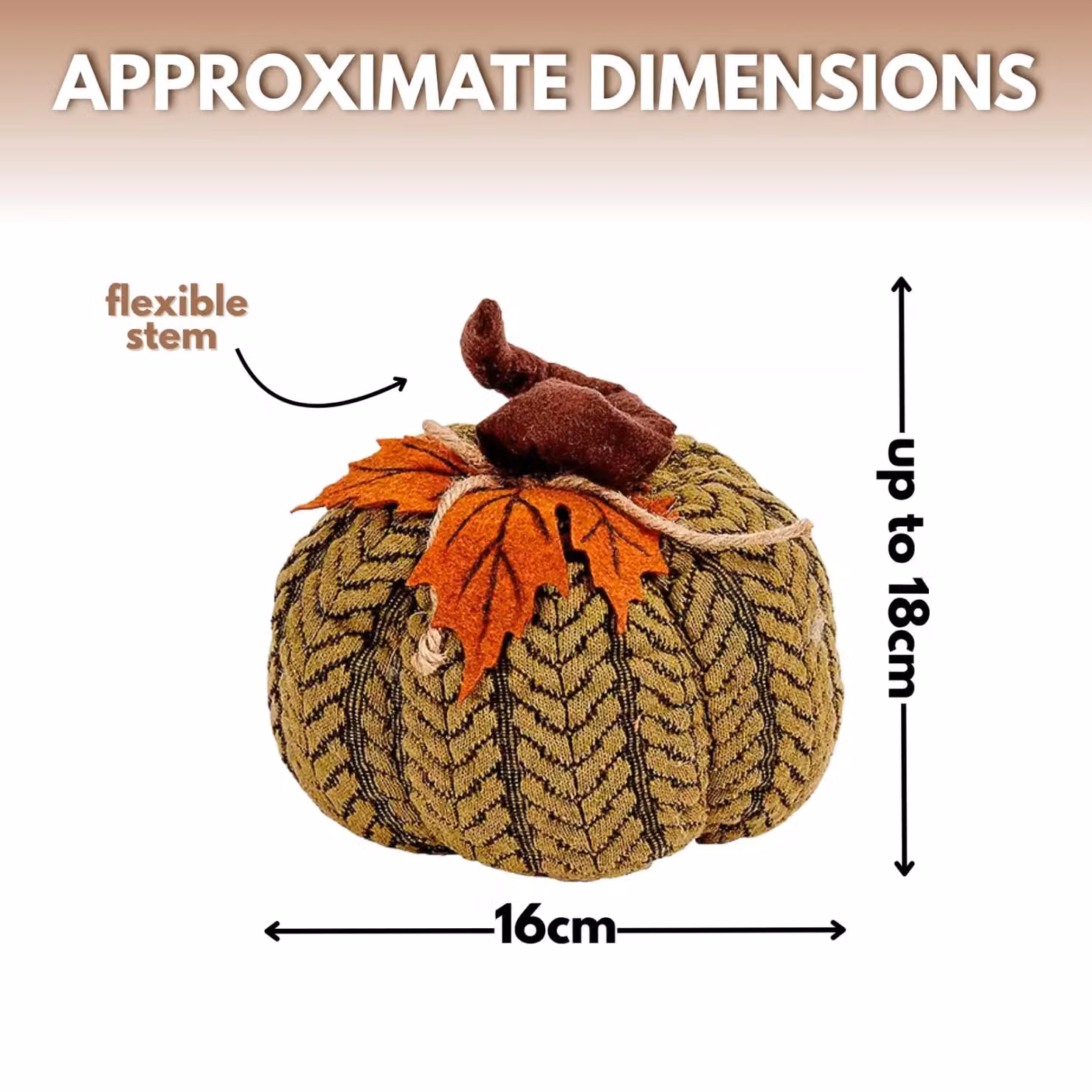 Marco Paul Green Plush Pumpkin Autumn and Halloween Tabletop Decoration, Height: 16 cm – 2
