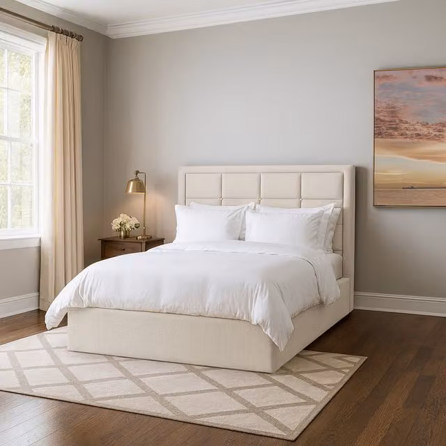 Desire Deco Kingston Upholstered Velvet Bed Frame in Yellow and Beige, W/D/H: 200 x 200 cm