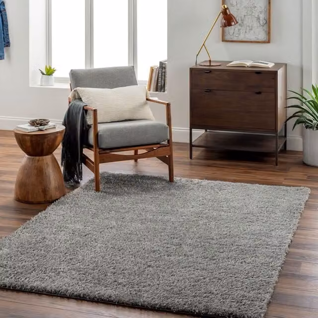 Livabliss Moda Shag Soft Plush Pile Living Room and Bedroom Rug in Dark Grey, W: 120 cm, L: 180 cm