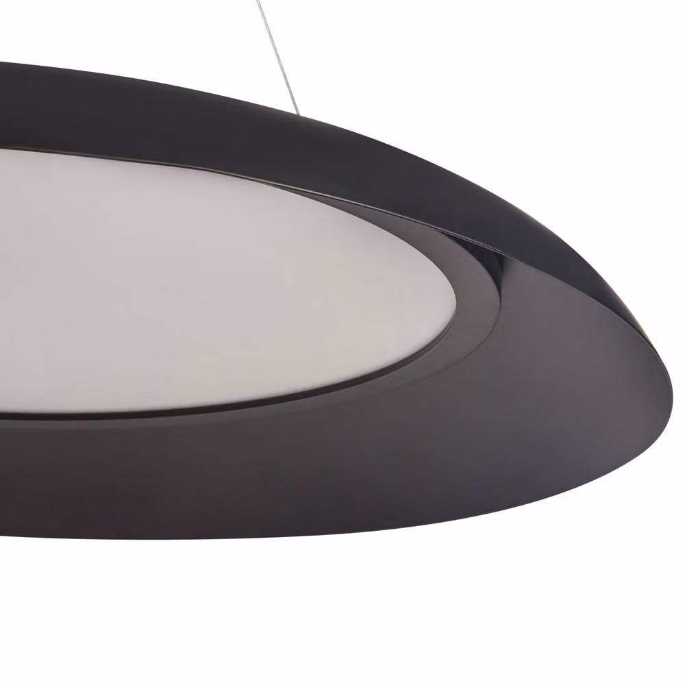 Wyld and Coco Black Metal Industrial Pendant Lamp with Integrated LED Ring and Adjustable Height – 4