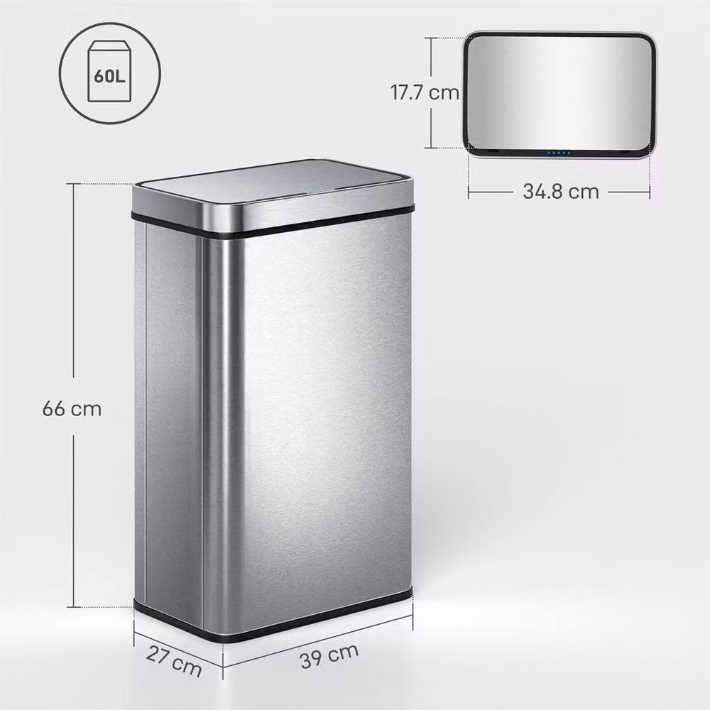 Nordara Silver Fingerprint Proof Sensor Bin, 60L, W: 60 cm x D: 100 cm x H: 66 cm – 2