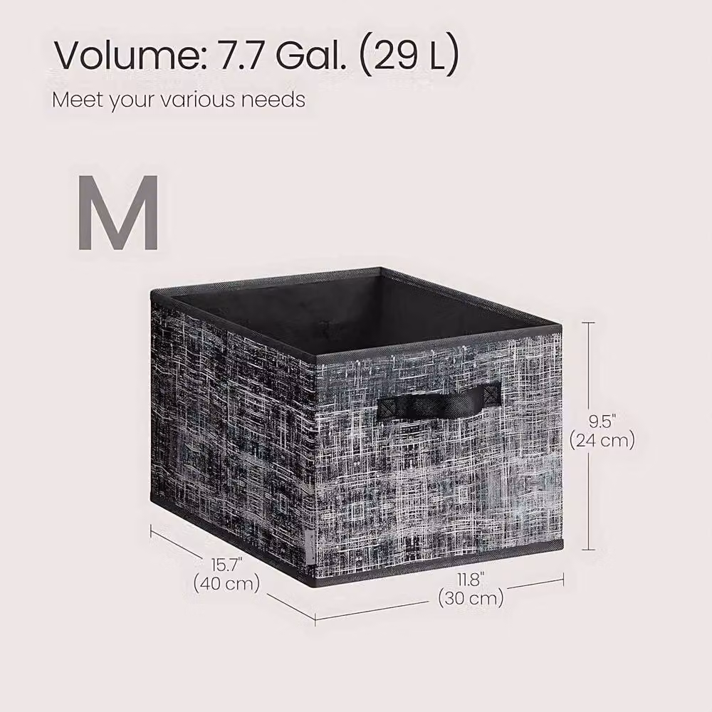 The Bazaarist Set of 3 Foldable Fabric Storage Boxes with Handles, Black – 3