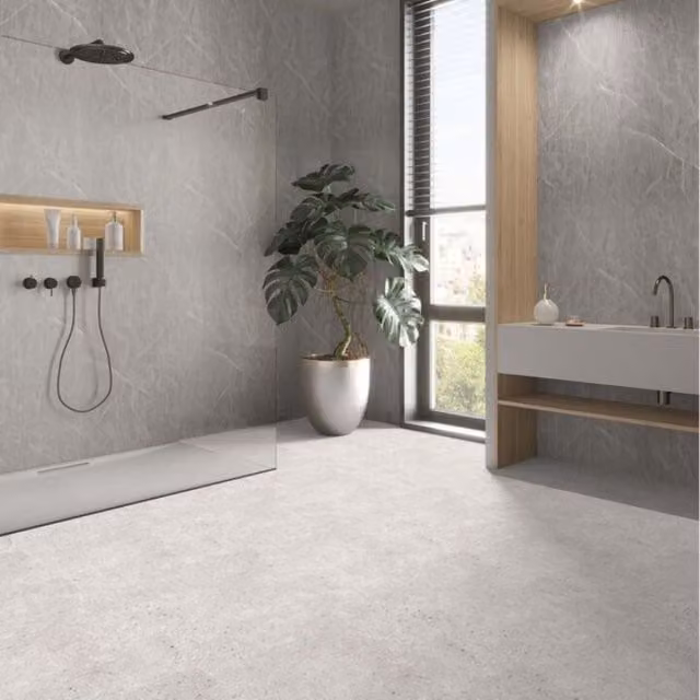 Neptune Bathroom Wall Panel in Pietra Grey, W: 100 cm, H: 240 cm, D: 1 cm