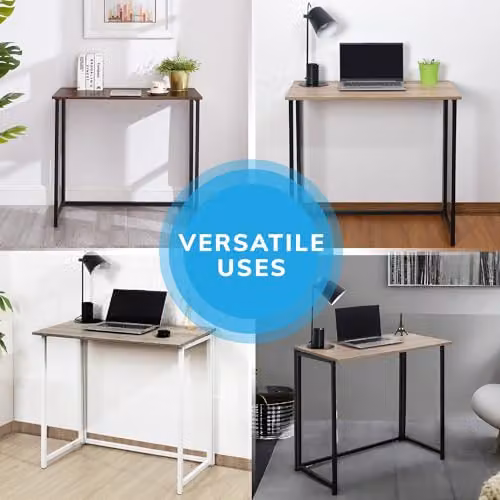 Direct Online Houseware Folding Computer Desk with White MDF Laminate Top and Black Metal Frame, W/D/H: 82.0 x 45.0 x 74.5 cm – 2