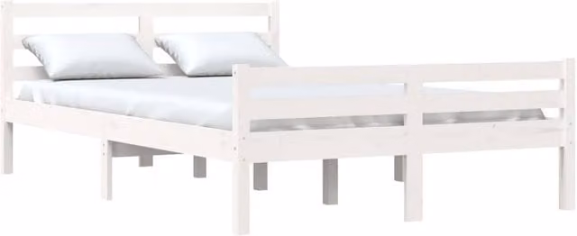 Berkfield Home Beautiful Bed Frame in White Solid Pine Wood, W/D/H: 140 x 200 x 69.5 cm