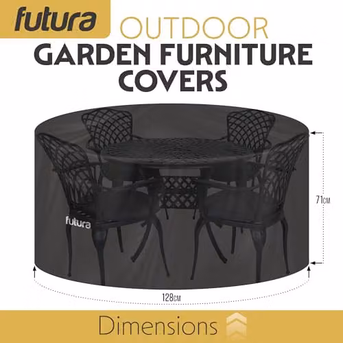 Futura Waterproof Round Garden Furniture Cover in Black, 420D Oxford Fabric, W: 128 cm, H: 71 cm – 5