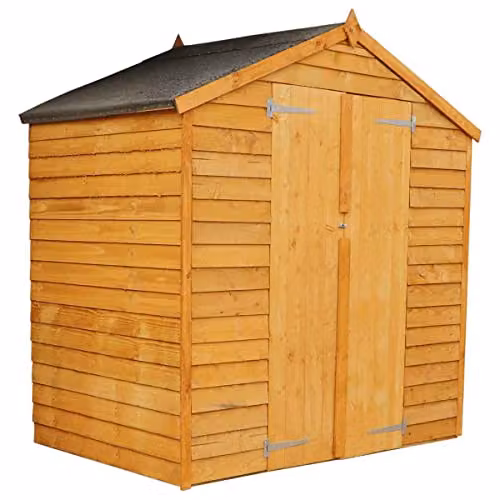 Mercia Overlap Apex Windowless Double Door Wood Garden Shed in Brown, W: 183 cm, D: 122 cm, H: 167 cm – 1