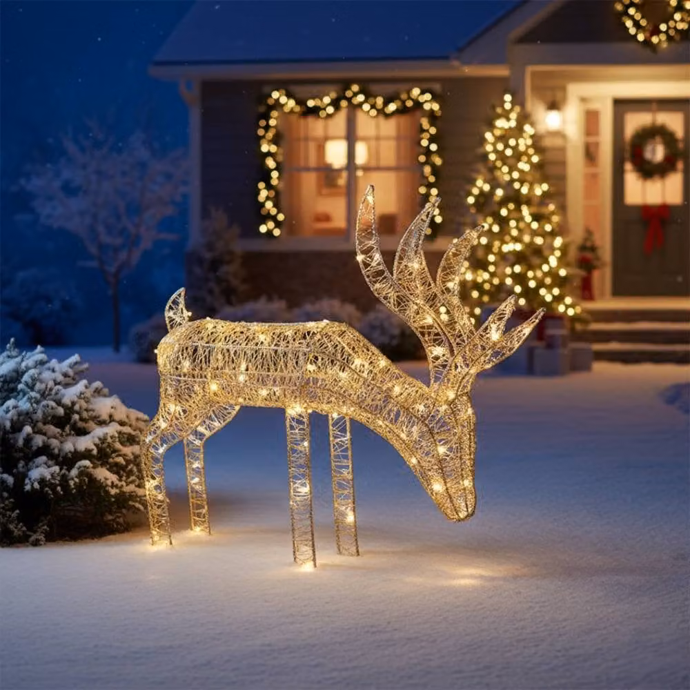 Pegdev Silver LED Christmas Reindeer Outdoor Decor with 200 Warm White Lights, Height: 43 cm – 2