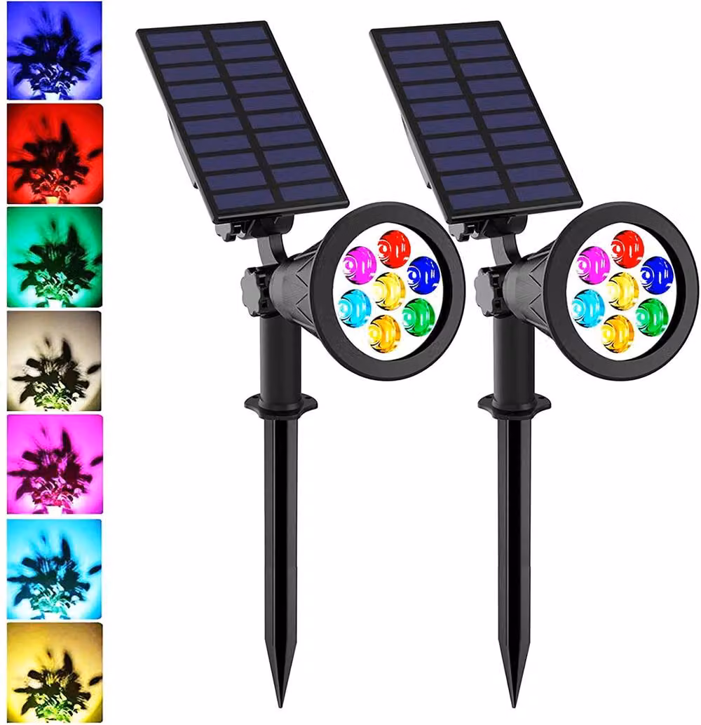 ENER-J Solar RGB Colour Changing LED Garden Spike Lights, Pack of 4, Black – 4
