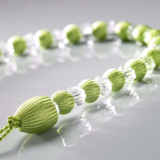 Livinluxury Pair of Beaded Rope Curtain Tie Backs in Green