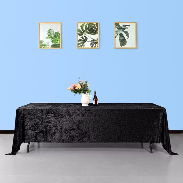 Trimming Shop Black Plain Rectangular Velvet Tablecloth