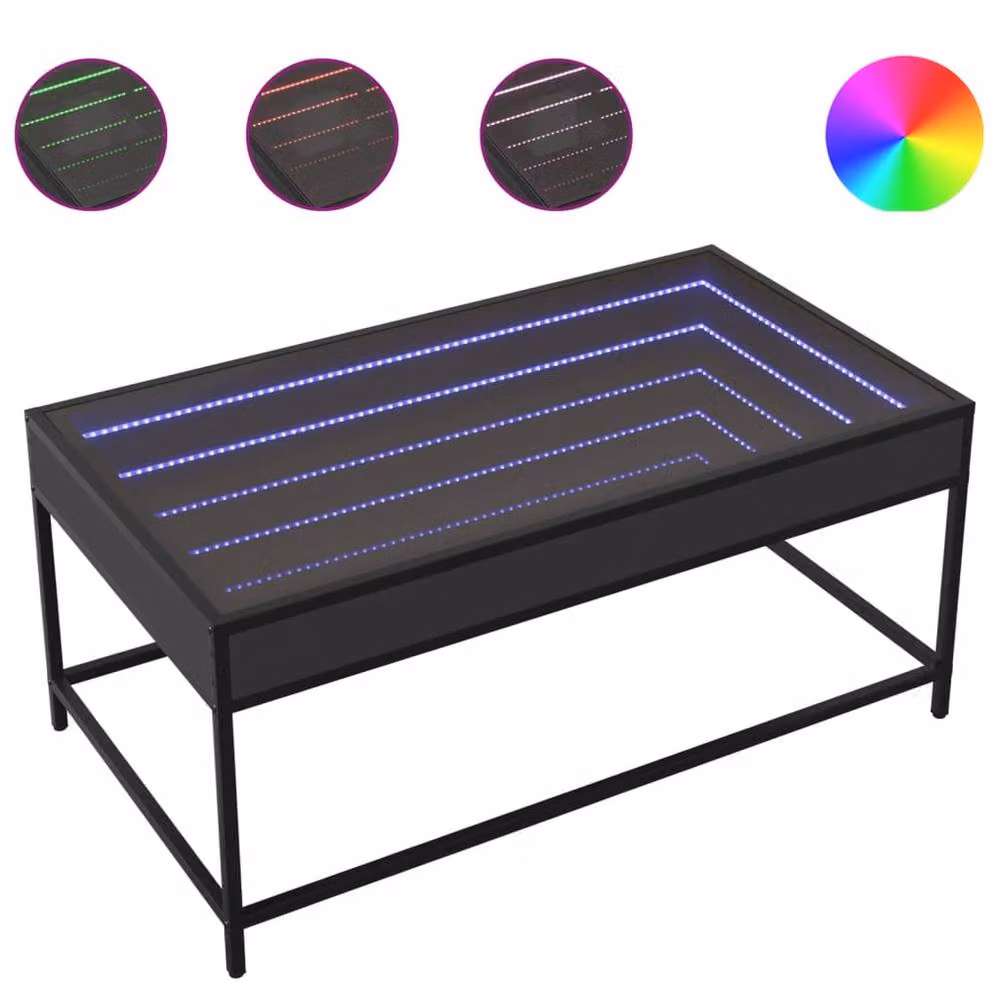 Berkfield Home Infinity LED Decorative Coffee Table, Black, W: 90 cm, D: 50 cm, H: 41 cm – 1