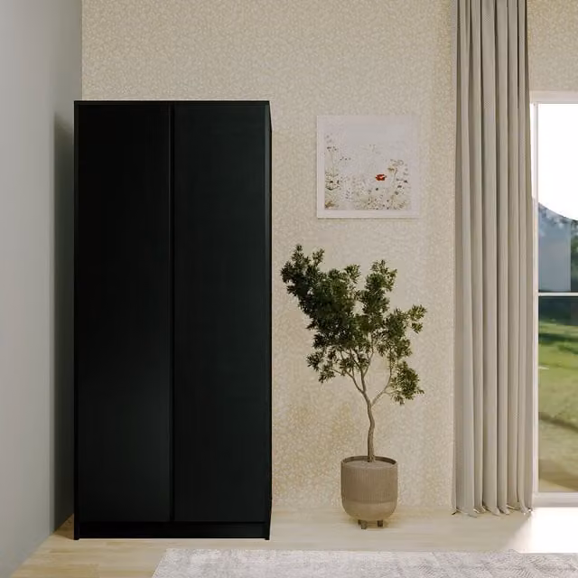 Seconique Malvern 2 Door Wardrobe in Matt Black