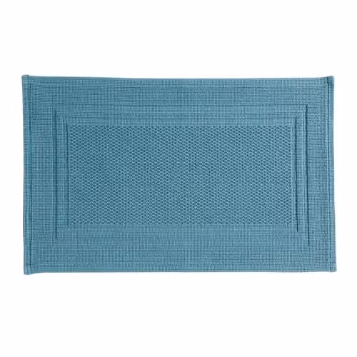Christy Fina Luxury Heavyweight Woven Cotton Bath Mat, Blue, W/D: 80 x 50 cm