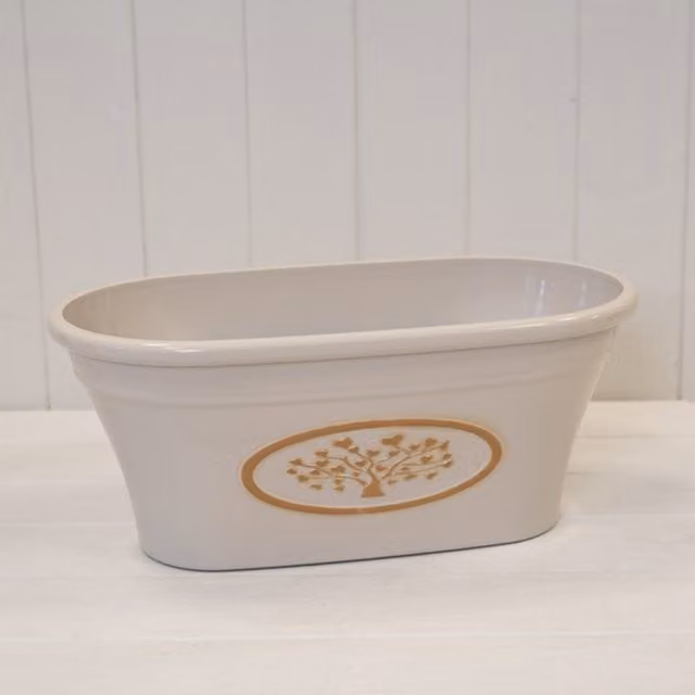 KDMD Cream Round Love Heart Tree Trough Plastic Planter 7.7l
