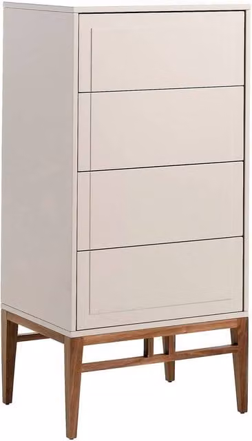 Angel Cerda Modern 4-Drawer Chiffonier in Beige and Walnut Wood, Height: 120 cm