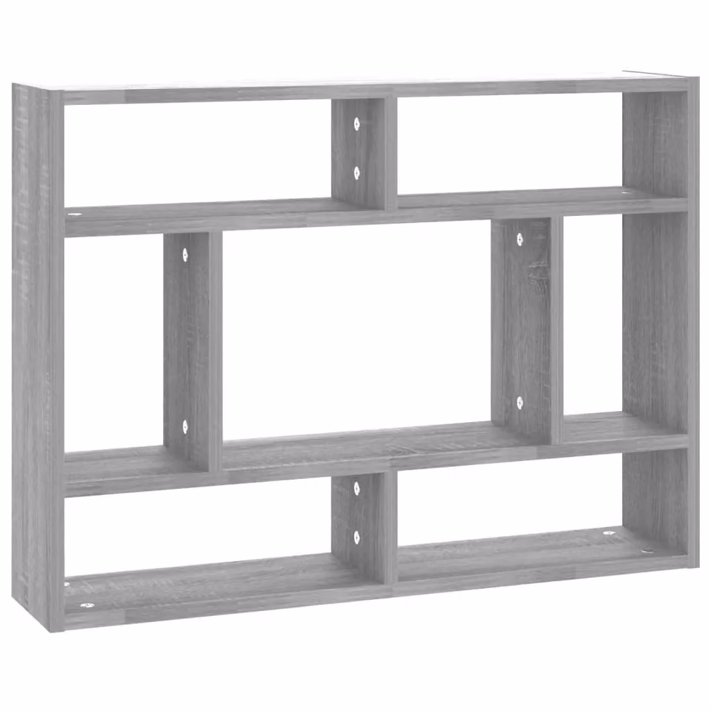 Berkfield Home Wall Mounted Cube Shelf in Grey Sonoma, W/D/H: 75 x 16 x 55 cm – 2