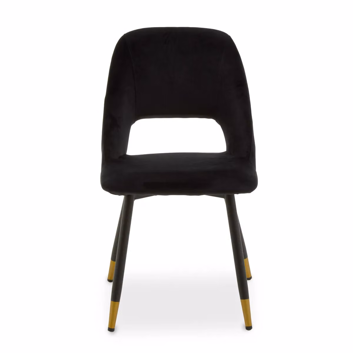 Interiors by Premier Orsina Warren Dining Chair in Black Velvet with Gold Accents – 3