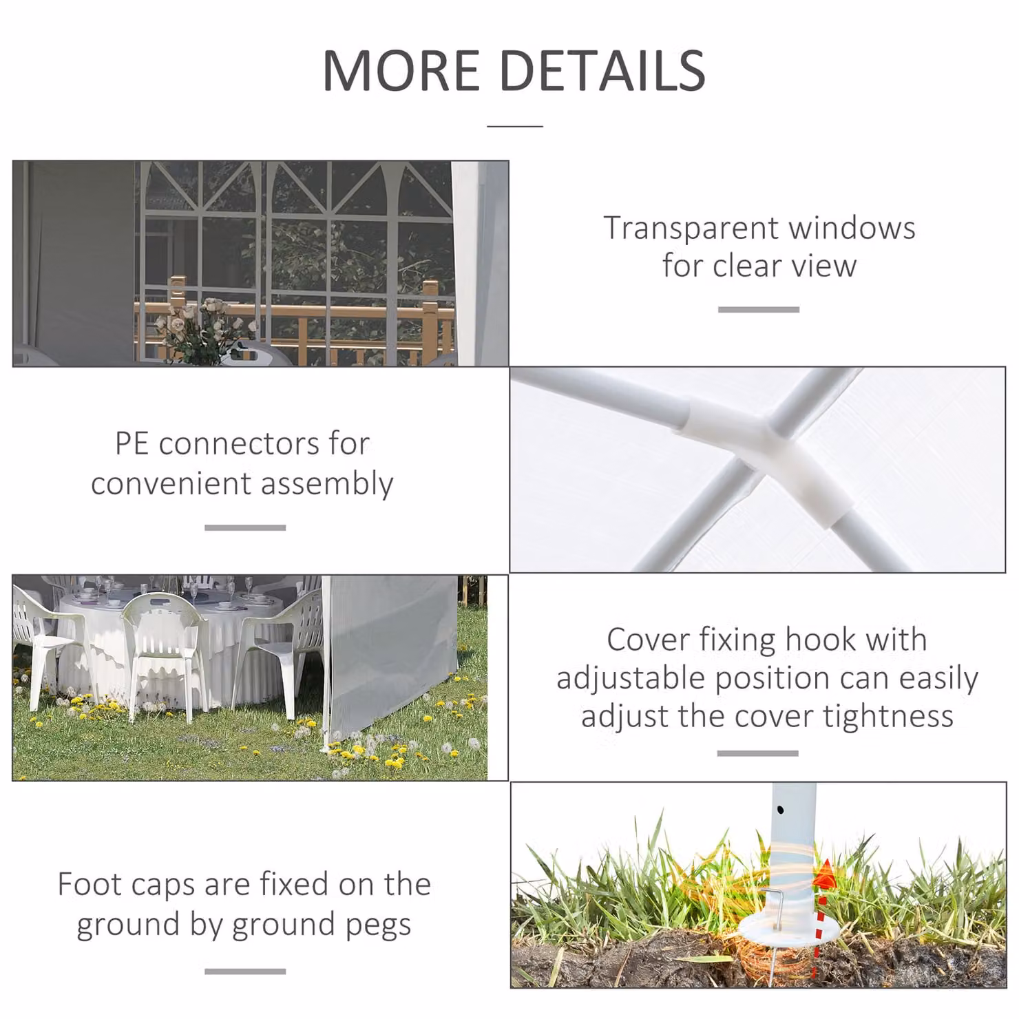 Outsunny White Party Tent Gazebo Marquee with Windows and Side Panels, W: 6 m, D: 3 m, H: 2.55 m – 3