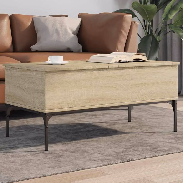 Berkfield Home Sonoma Oak Coffee Table in Tan with Lift Mechanism, W/D/H: 100 x 50 x 45 cm