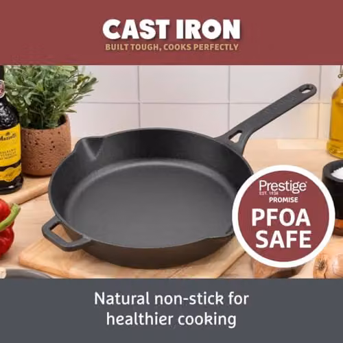 Prestige Black Cast Iron Frying Pan, 26 cm, Oven Safe – 2