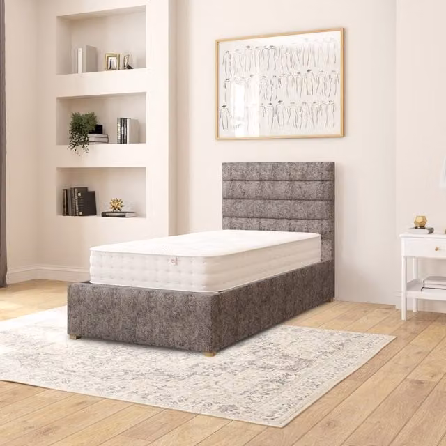 Aspire Upholstered Ottoman Storage Bed in Anthracite Grey Velvet, W/D/H: 90 x 190 cm