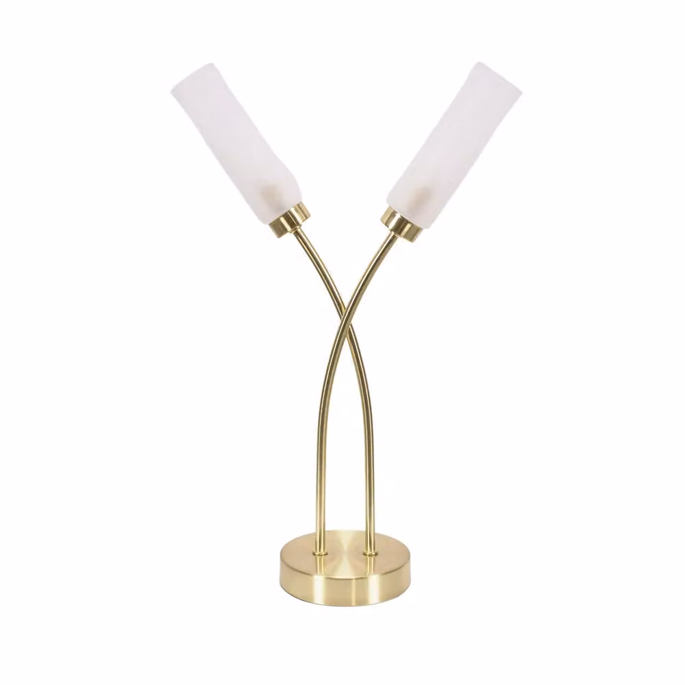 ValueLights Maya 2 Way Curved Cross Over Reed Shaded Table Lamp in Gold/Brass – 2