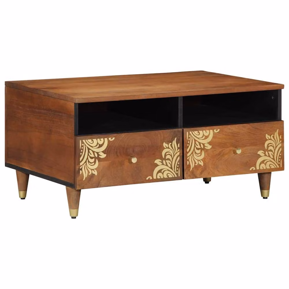Berkfield Home Mango Wood Coffee Table in Brown, W: 80 cm, D: 54 cm, H: 40 cm – 2