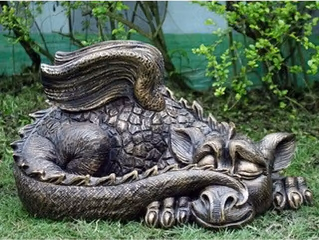 Enigma Sleeping Dragon Metal Animal Figurine in Bronze